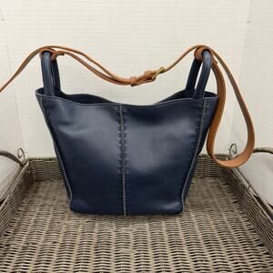 THE SAK Navy Women Los Feliz Leather Crossbody Bag Pebbled Leather Medium Purse
